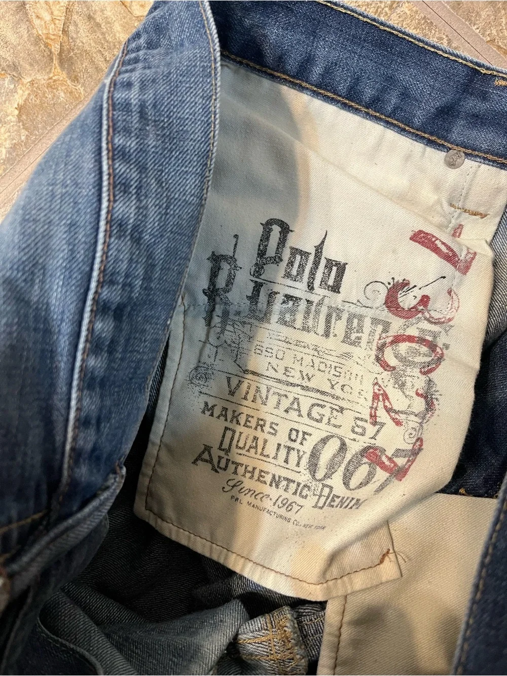 Polo Ralph Lauren Vintage 67 Blue Jeans Mens 36x32 Dark Wash Denim